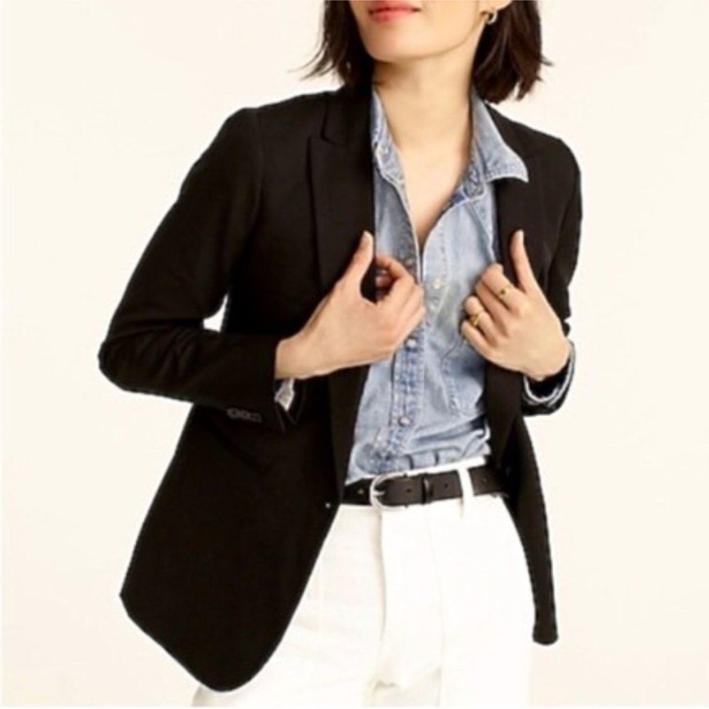 J. Crew Wool Suiting Blazer Black Two Button Pointed Notched Collar Jacket